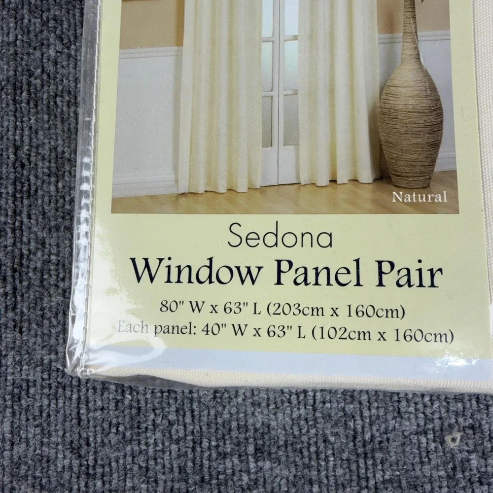 Ellery Sedona Window Panel Pair 80x63 Natural Beige Cotton Tab Top Curtains